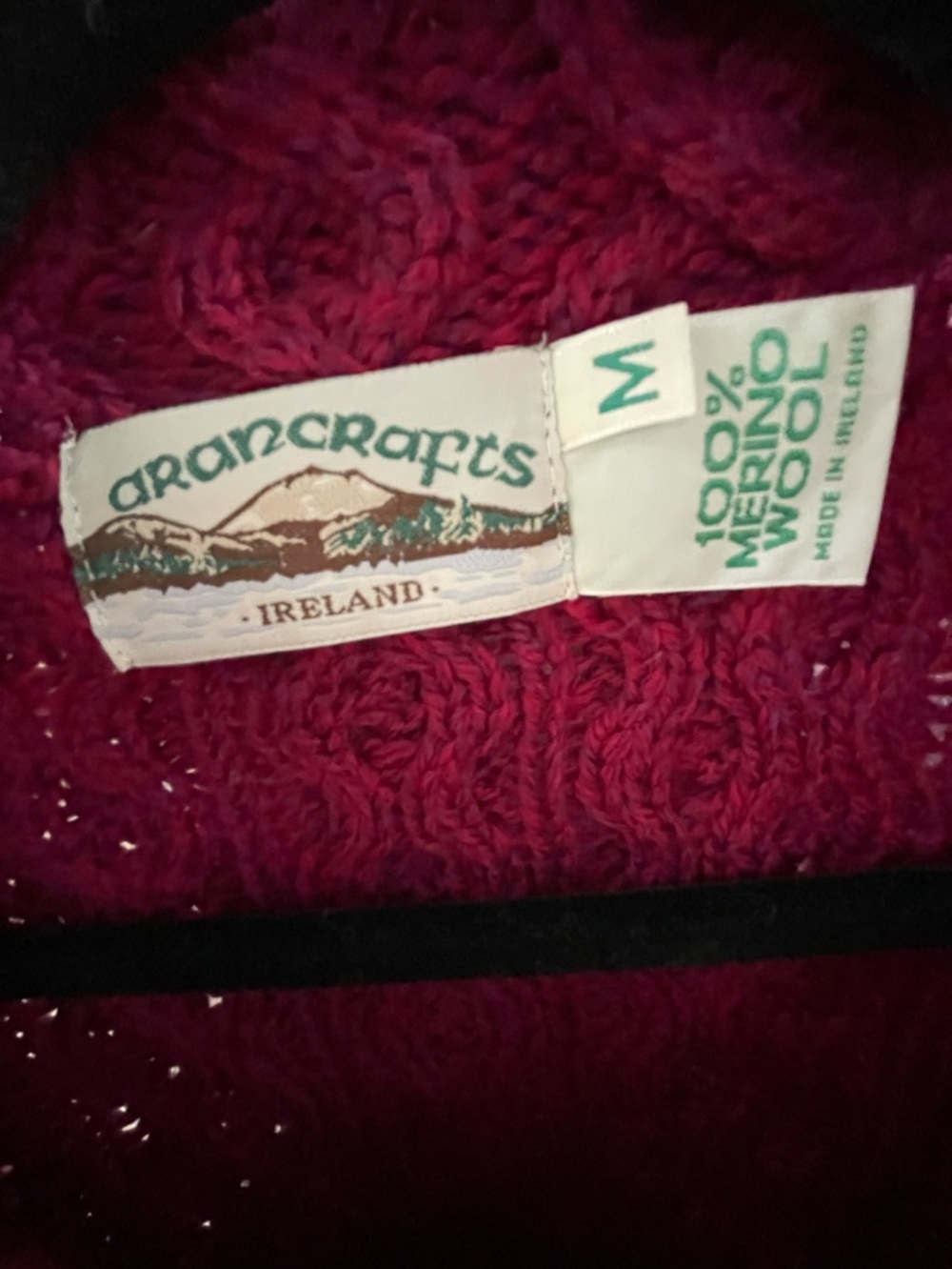 Aran Crafts Women's Cable Knit Button Cardigan - Raspberry - Picture 2 of 6